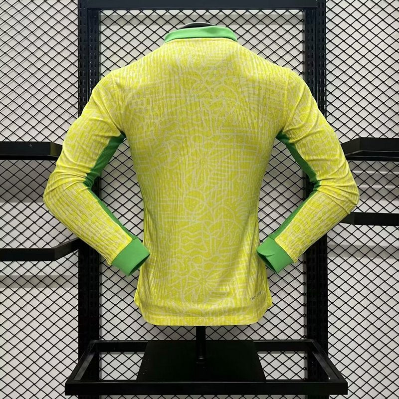 Player Brazil 2024∕25 Home Long Sleeves Jersey – Player Versi(5869)