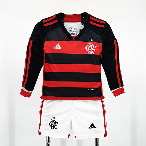 Kids Flamengo 2024∕25 Home  Long Sleeves Kids Kit 16-28(A5BE)