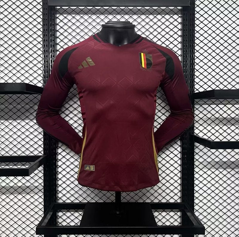 Player Belgium 2024∕25 Euro Home Long Sleeves Jersey – Player Version(9685)