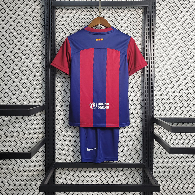 Kit Infantil Barcelona Home 23/24 - Azul/Vermelho