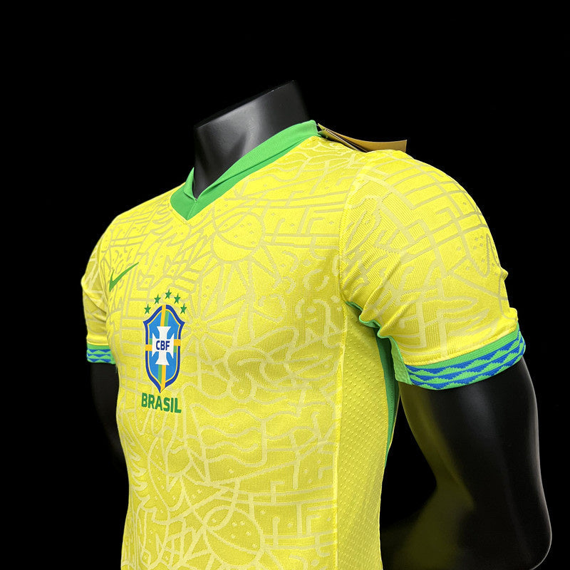 Player Brazil 2024∕25 Home Jersey – Player Version S-XXXXL(19E0)